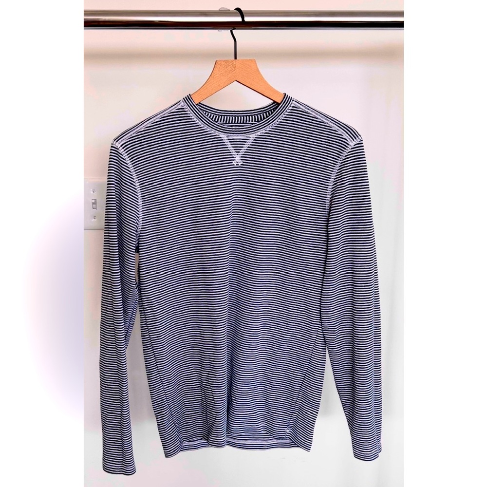 Bonobos Navy and White stripe Long Sleeve T Shirt | Size S